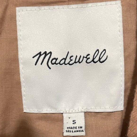 Madewell Small Larsen Button Front Tan Gauze Cotton Linen Blazer Jacket - Picture 4 of 6